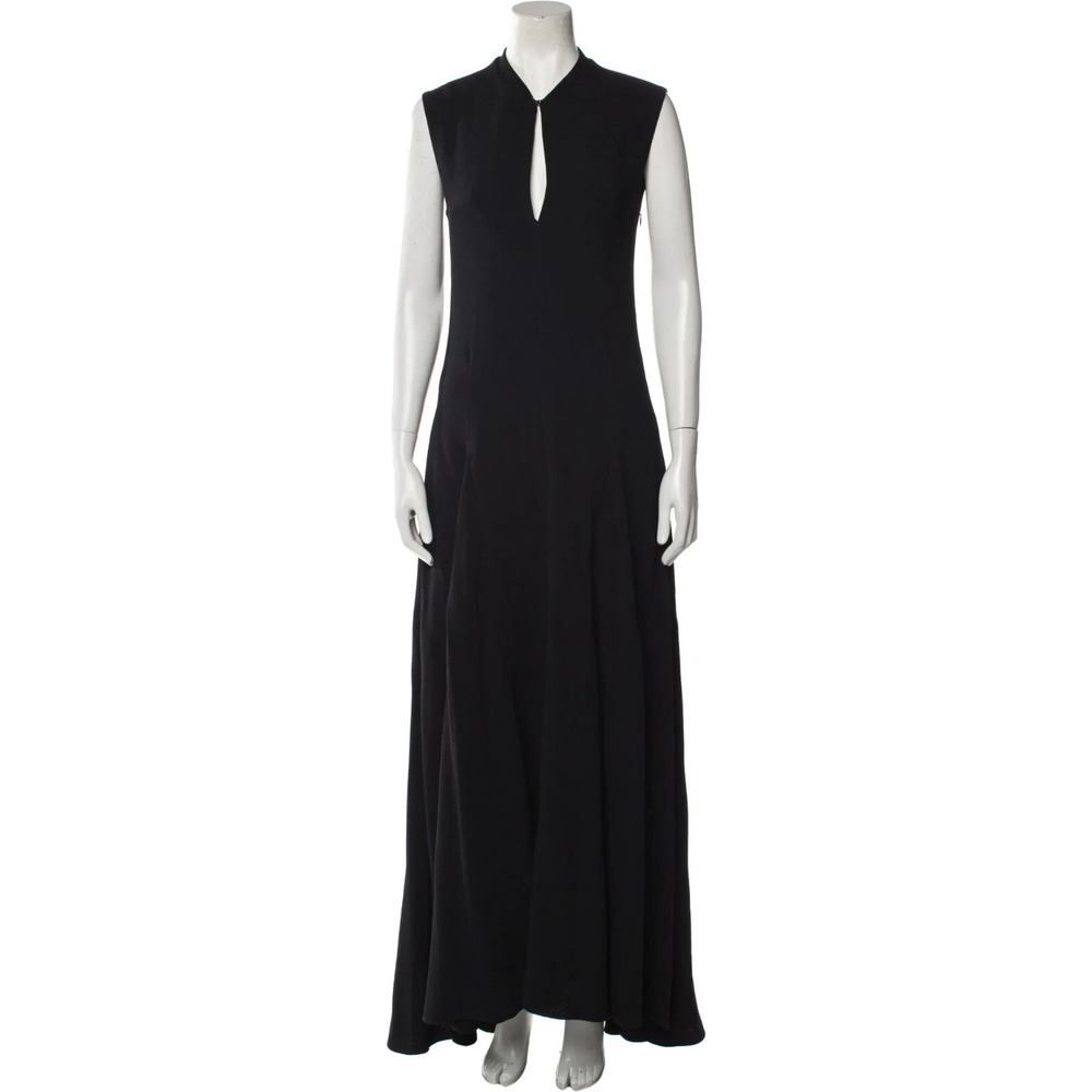 NWT  $3,597 JIL SANDER Black Silk Stretch-crepe Maxi Dress Gown Size 38 (US 6) - Picture 8 of 16